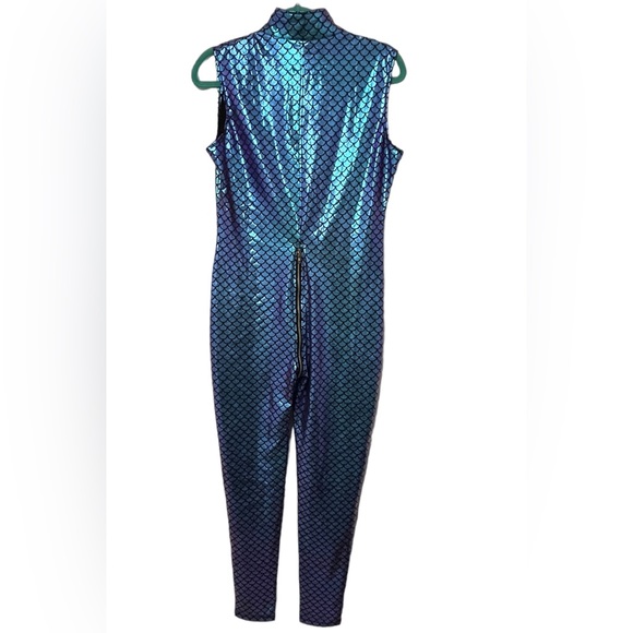 Mermaid Cosplay Costume Colorful Sleeveless Jumpsuit Fish Scale Print Nightclub - Picture 3 of 14